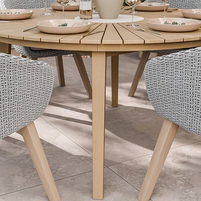 Roma FSC 6 Seater 150cm Round Sunray with Concrete Insert Dining Set with 6 Sol Dining Chairs