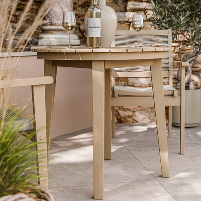 Roma FSC 80cm Sunray Bistro Set with 2 Stacking Rope Chairs