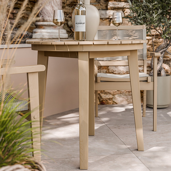 Roma FSC 80cm Sunray Bistro Set with 2 Stacking Rope Chairs