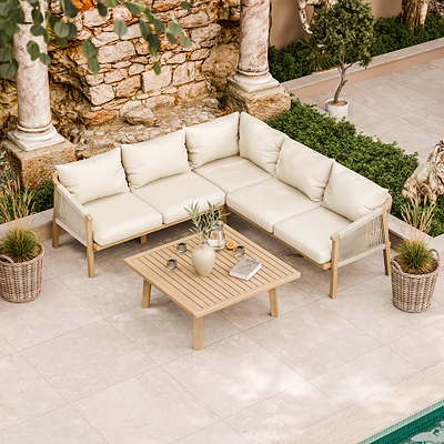 Roma FSC 5 Seater Corner Lounge Set with 90cm Square Coffee Table