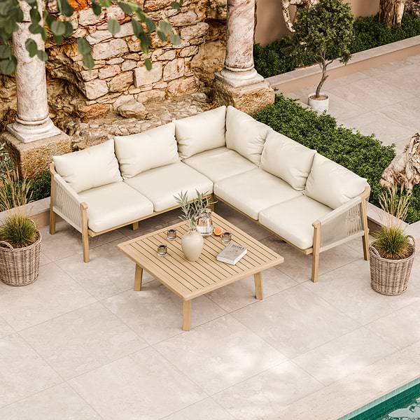 Roma FSC 5 Seater Corner Lounge Set with 90cm Square Coffee Table