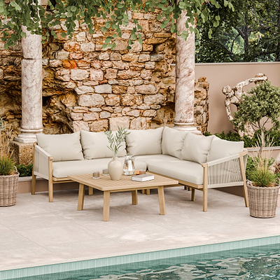 Roma FSC 5 Seater Corner Lounge Set with 90cm Square Coffee Table