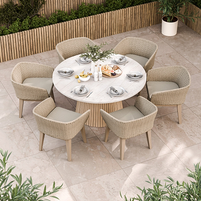 Saturn 6 Seater Round Conical Dining Set with Eden Dawn Dining Chairs