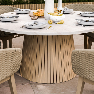 Saturn 6 Seater Round Conical Dining Set with Eden Dawn Dining Chairs