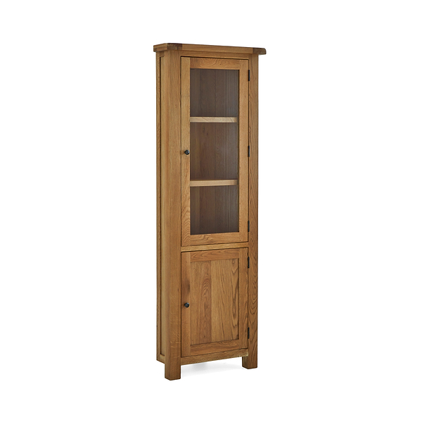 Zelah Oak Corner Display Cabinet