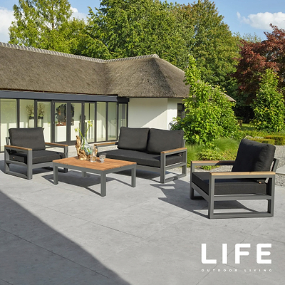 LIFE Soho Lounge Set with Teak Lift Up Coffee Table