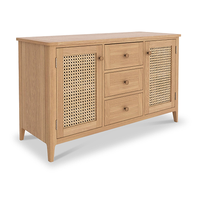 Albany Oak & Rattan Large Sideboard