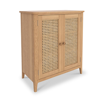 Albany Oak & Rattan Small Cupboard