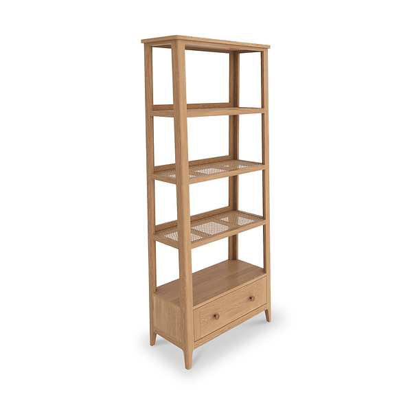 Albany Oak & Rattan Ladder Display Bookcase