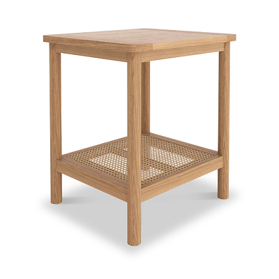 Albany Oak & Rattan Side Table