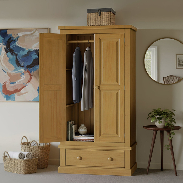 Chiswick Pine Double Wardrobe with Drawer