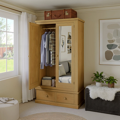Chiswick Pine Double Wardrobe with Mirror
