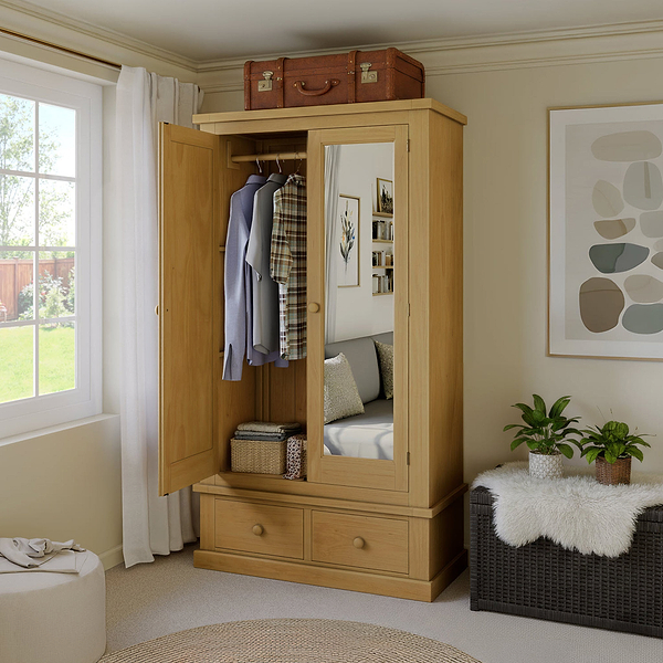 Chiswick Pine Double Wardrobe with Mirror