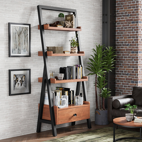 Dunstan Acacia Ladder Display Bookcase