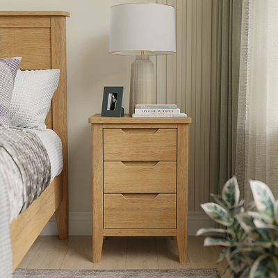 Camdale Oak 3 Drawer Bedside Table