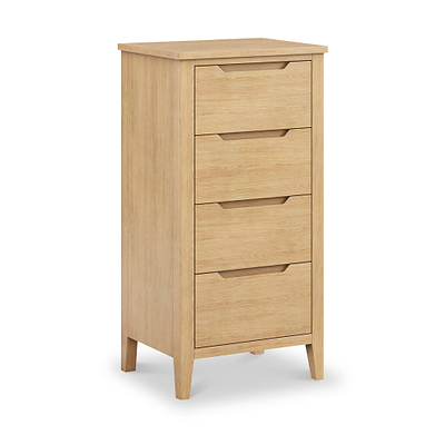 Camdale Oak 4 Drawer Tall Boy Chest