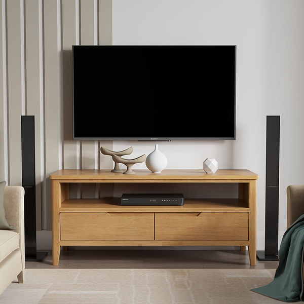 Durham Oak Wide 115cm TV Unit