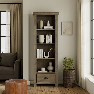 Taunton Smoked Oak Large Display Bookcase