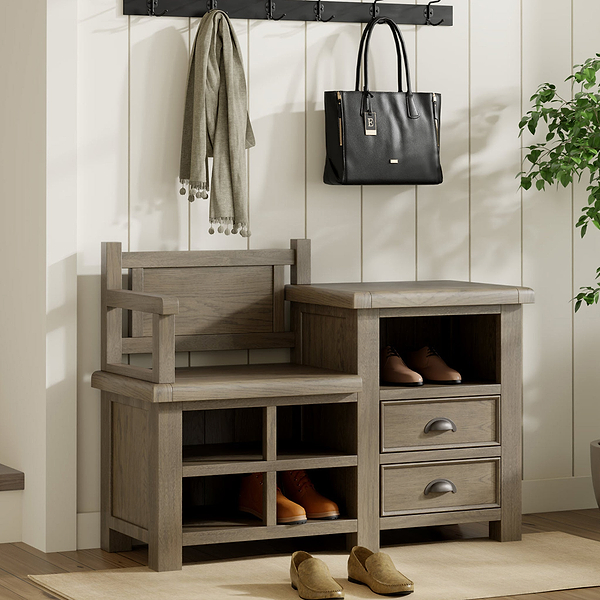 Taunton Smoked Oak Hall Bench
