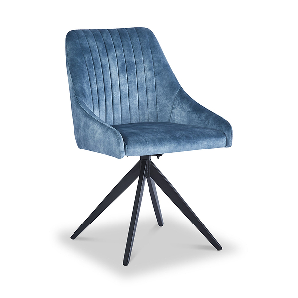 Lawson Velvet Swivel Dining Chair with Black Legs