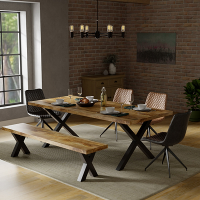 Tobiah Mango Wood 180cm Dining Table with X Leg