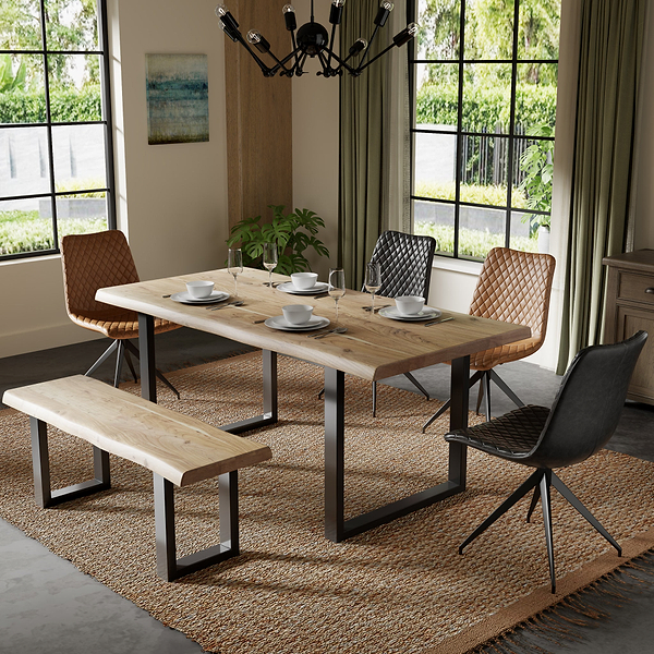 Zahra Acacia 180cm Dining Table with U Leg