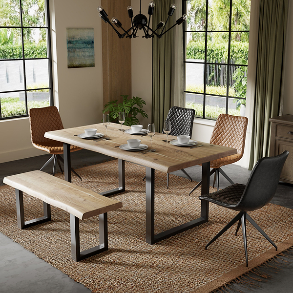 Zahra Acacia 125cm Dining Bench with U Leg