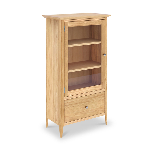 Towan Glass Bookcase With Drawer