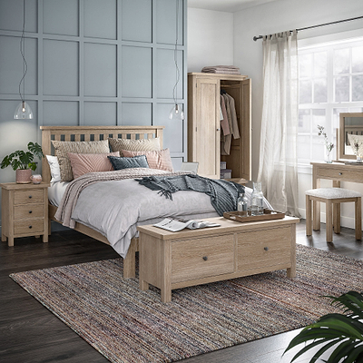 Trelan Washed Oak 2 Drawer Blanket Bench