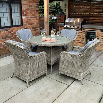 Wentworth 4 Seat 110cm Deluxe Rattan Dining Set