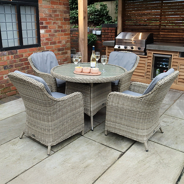 Wentworth 4 Seat 110cm Deluxe Rattan Dining Set