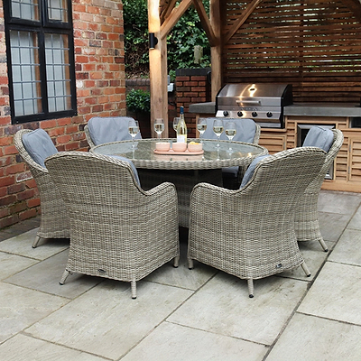 Wentworth 6 Seat 140cm Deluxe Rattan Dining Set