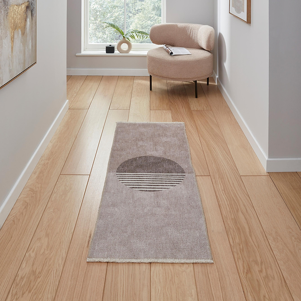Harford Circle Design Flatweave Washable Rug