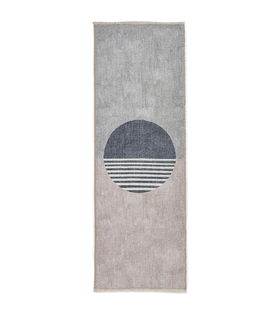 Harford Circle Design Flatweave Washable Rug