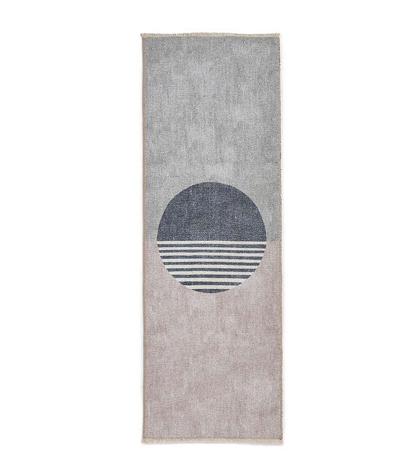 Harford Circle Design Flatweave Washable Rug