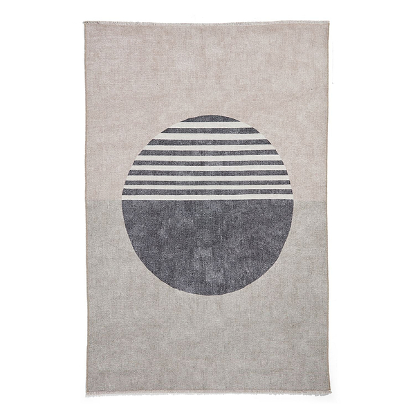 Harford Circle Design Flatweave Washable Rug