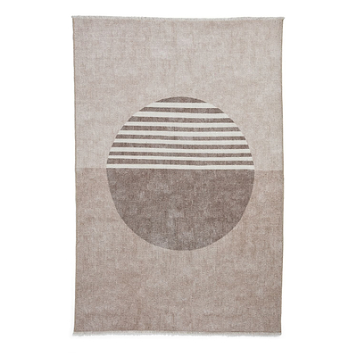 Harford Circle Design Flatweave Washable Rug