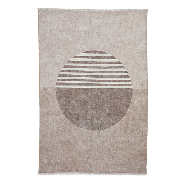 Harford Circle Design Flatweave Washable Rug