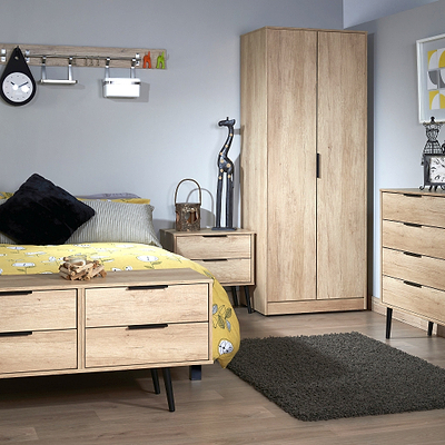 Asher Light Oak 2 Door Double Wardrobe