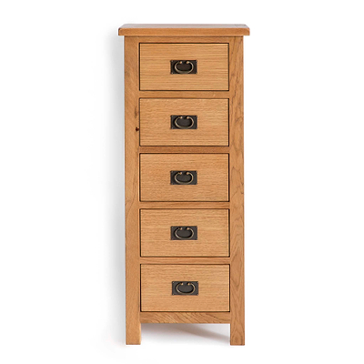 Surrey Oak 5 Drawer Tallboy Chest