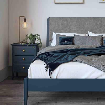 Stirling Blue 3 Drawer Bedside Table