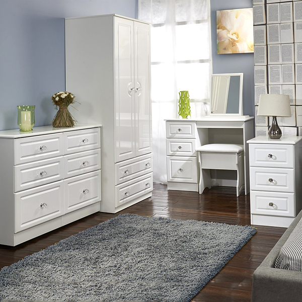 Kinsley White Gloss 2 Door 2 Drawer Wardrobe
