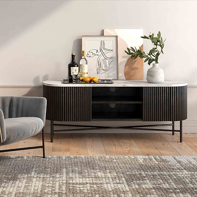 Milo Mango & Marble Fluted Wide TV Media Unit