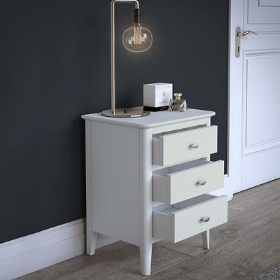 Chester White 3 Drawer Bedside Cabinet