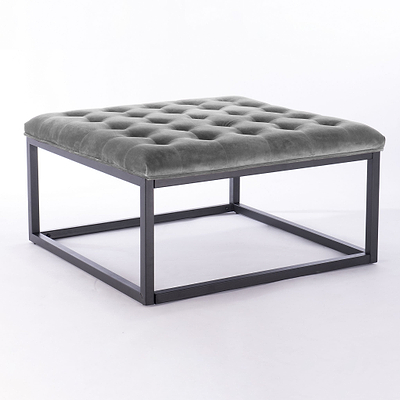 Adison Velvet Buttoned Footstool