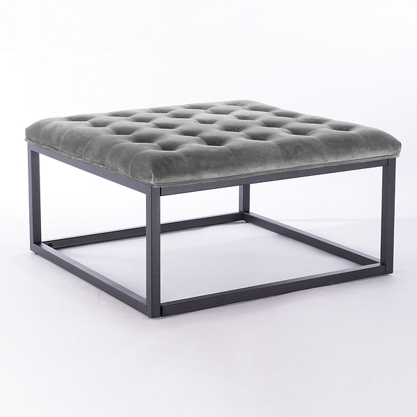 Adison Velvet Buttoned Footstool