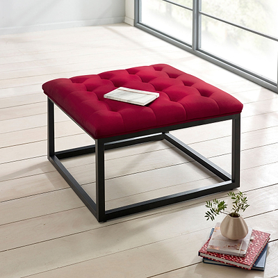 Adison Velvet Buttoned Footstool