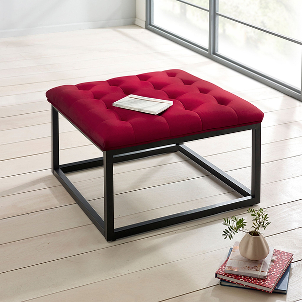 Adison Velvet Buttoned Footstool