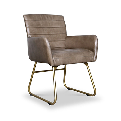 Leota Leather Armchair with Pleated Back