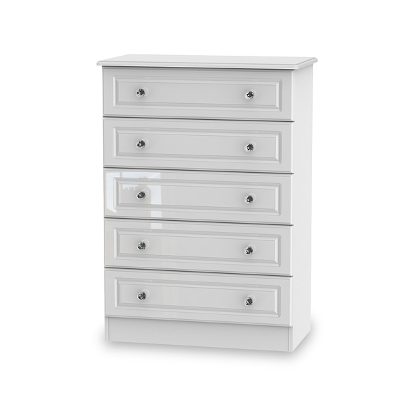 Kinsley White Gloss 5 Drawer Chest